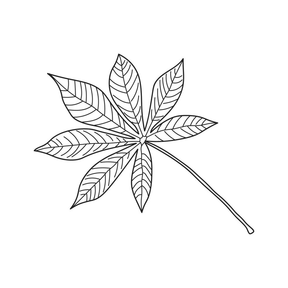 hand- getrokken kinderen tekening tekenfilm vector illustratie cassave bladeren geïsoleerd Aan wit achtergrond