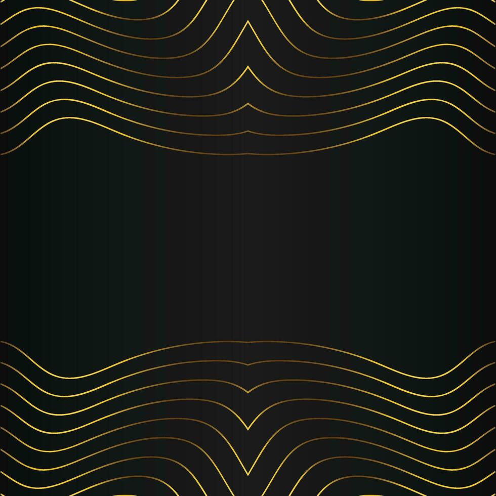 luxe abstract goud lijn kader decoratie Aan zwart achtergrond vector