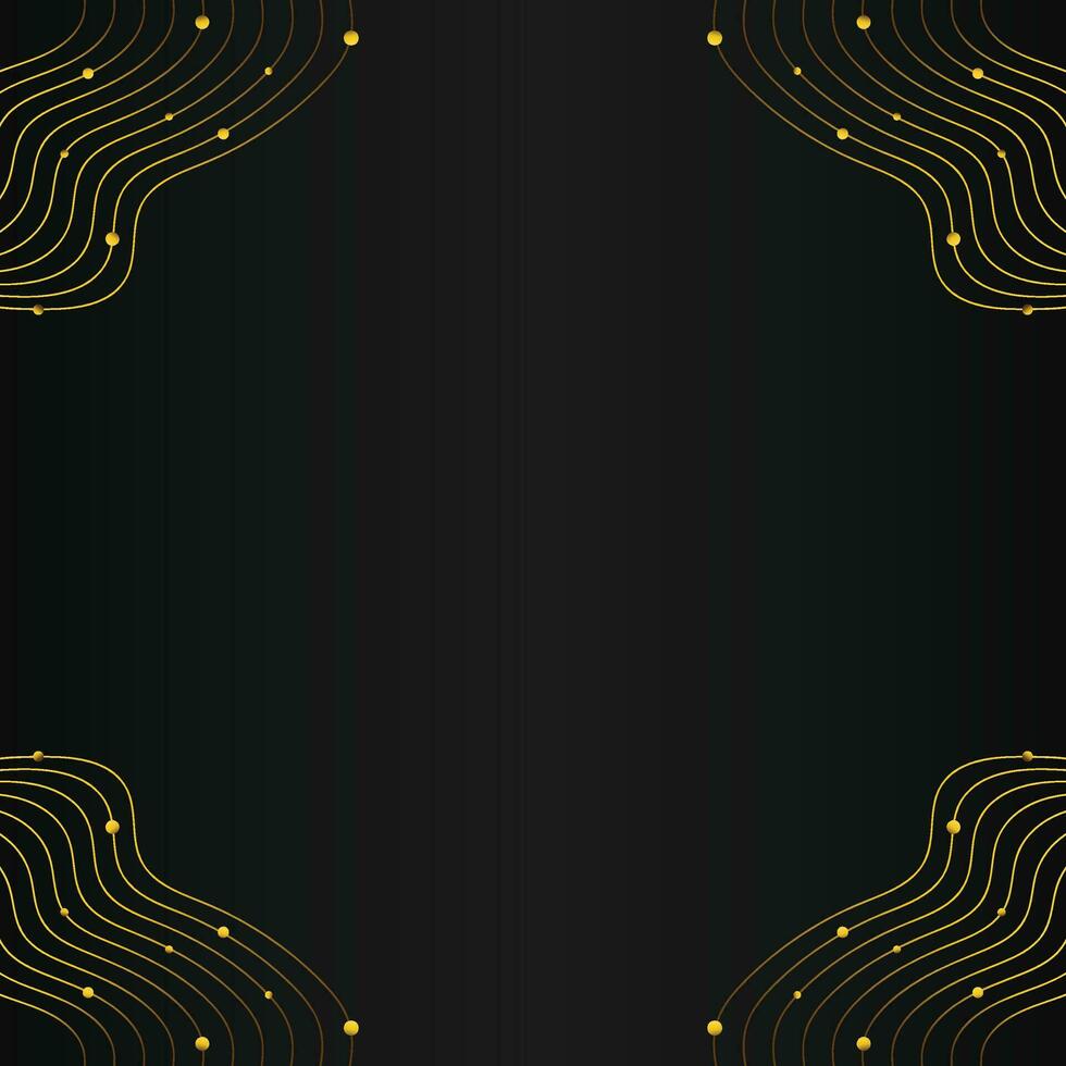 luxe abstract goud lijn kader decoratie Aan zwart achtergrond vector