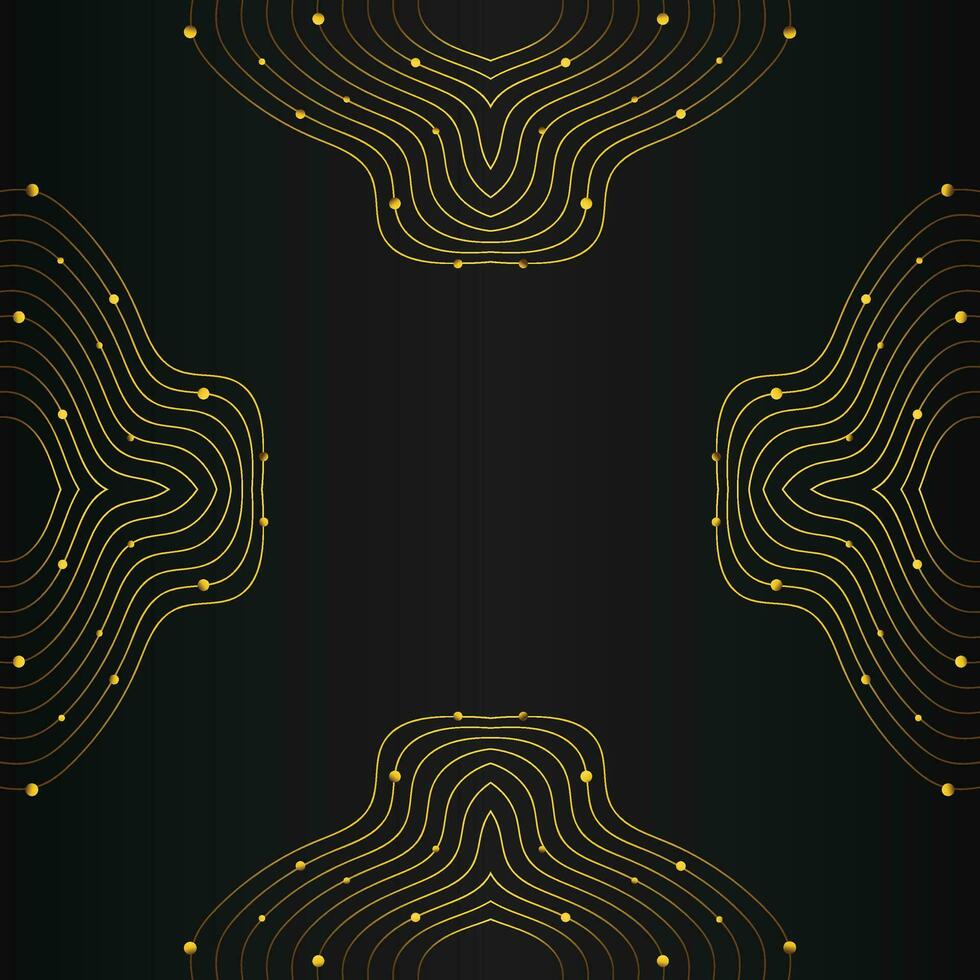 luxe abstract goud lijn kader decoratie Aan zwart achtergrond vector