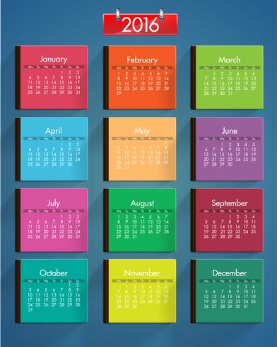 Realistische kleurrijke kalenderreeks, vectorillustratie vector