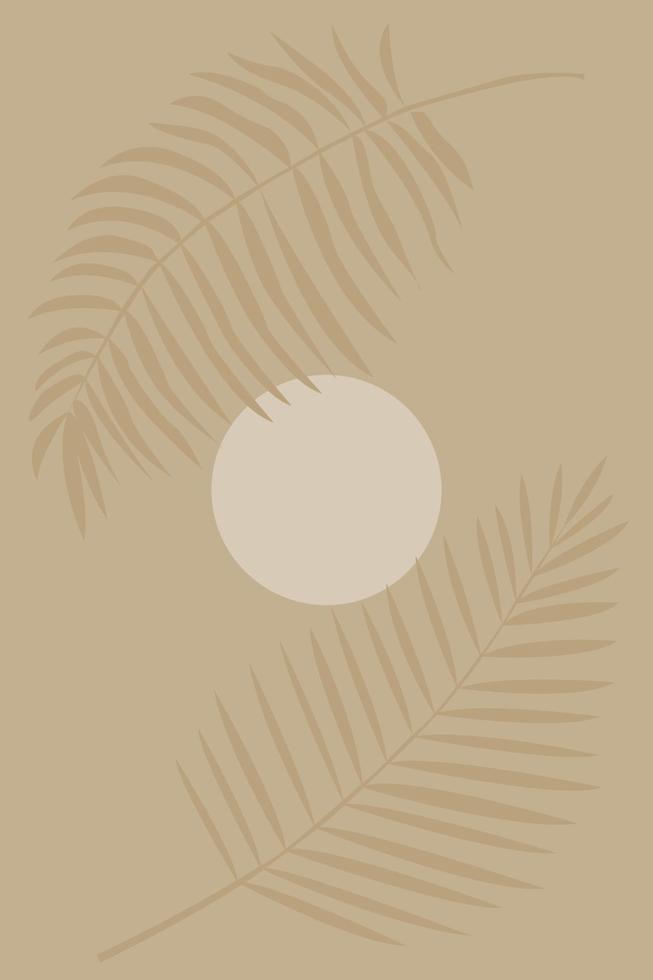 prachtig gebogen palmbladeren op een beige boho achtergrond. vector