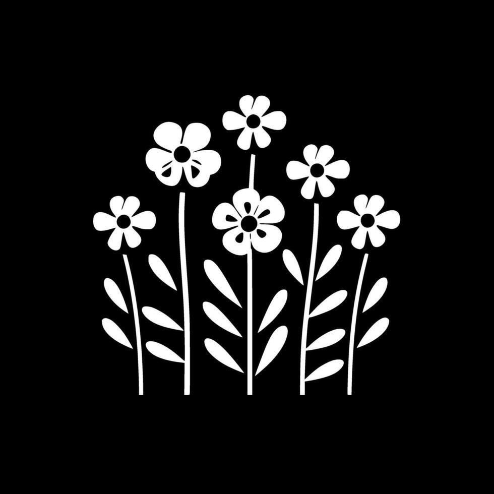 bloemen, minimalistische en gemakkelijk silhouet - vector illustratie