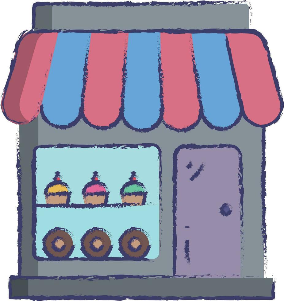 bakkerij winkel hand- getrokken vector illustratie