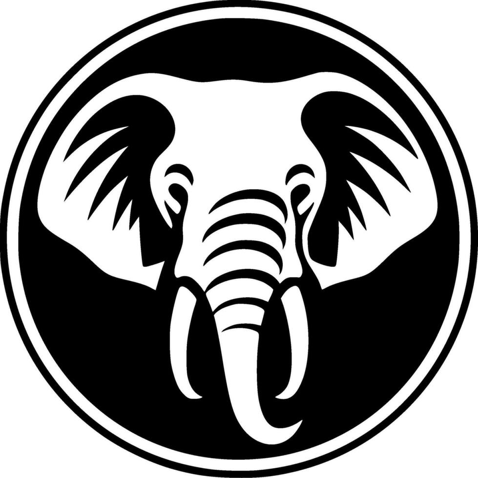 olifant - zwart en wit geïsoleerd icoon - vector illustratie