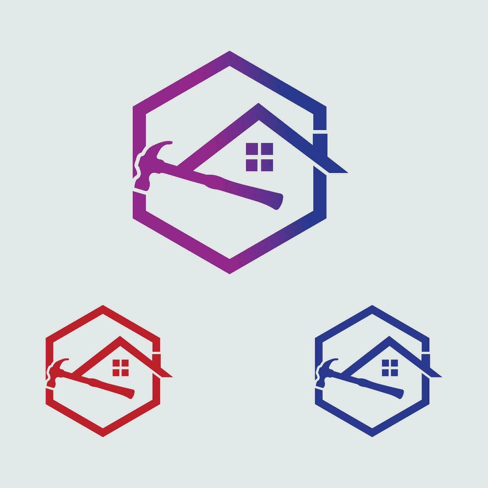 modern huis reparatie logo en symbool illustratie ontwerp Aan grijs achtergrond vector