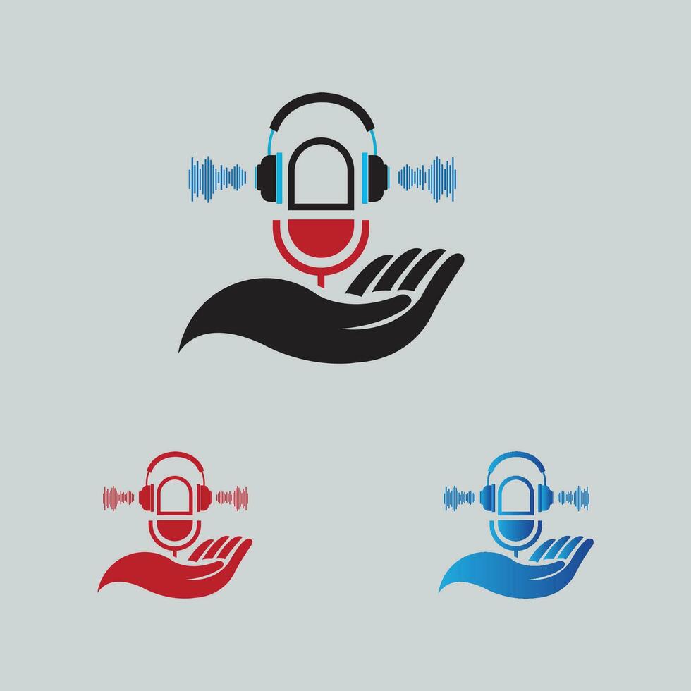 podcast logo afbeeldingen illustratie ontwerp vector