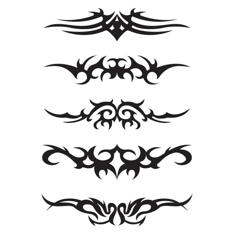 verzameling van hand- getrokken zwart tribal tatoeages vector