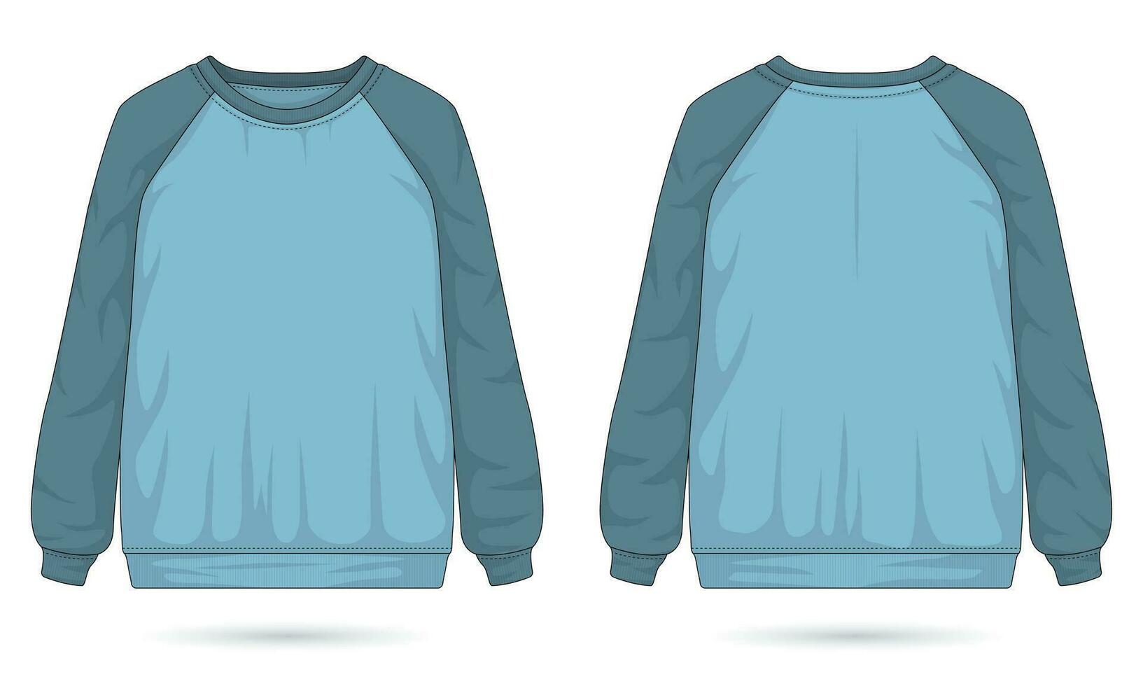 gewoontjes blauw trui sjabloon voorkant en terug visie vector
