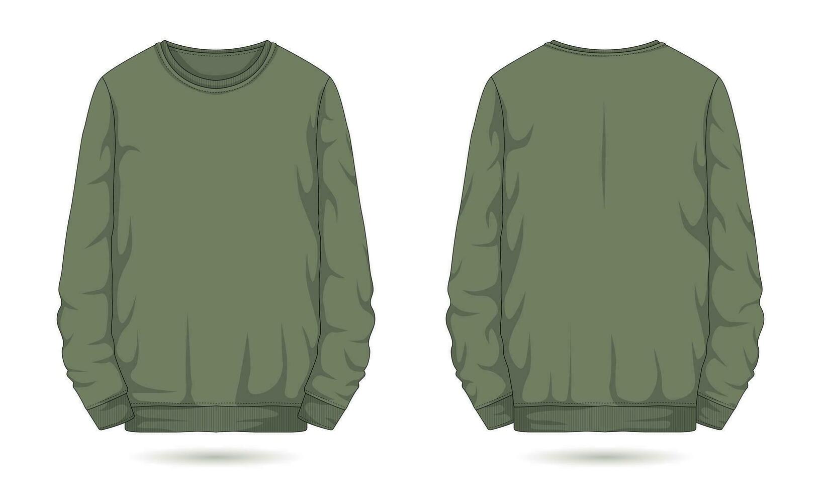 lang mouw sweater mockup voorkant en terug visie vector