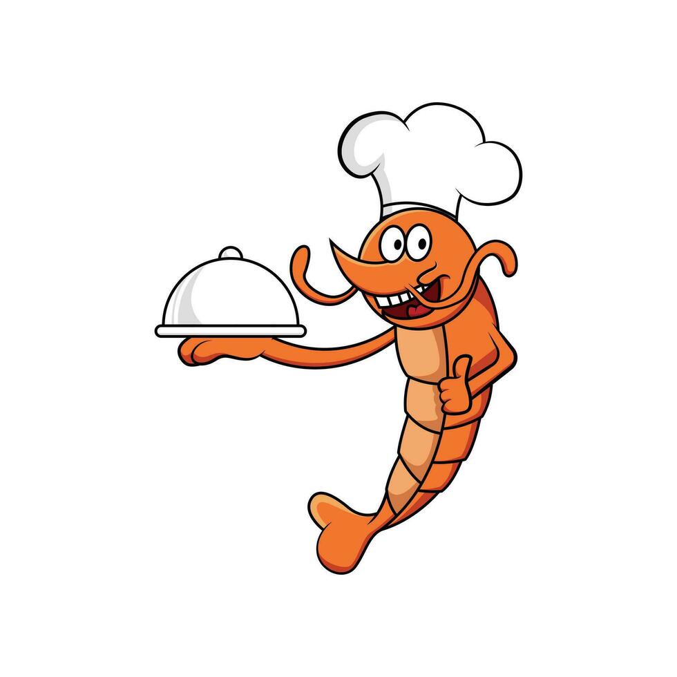 illustratie vector grafisch garnaal tekenfilm chef mascotte