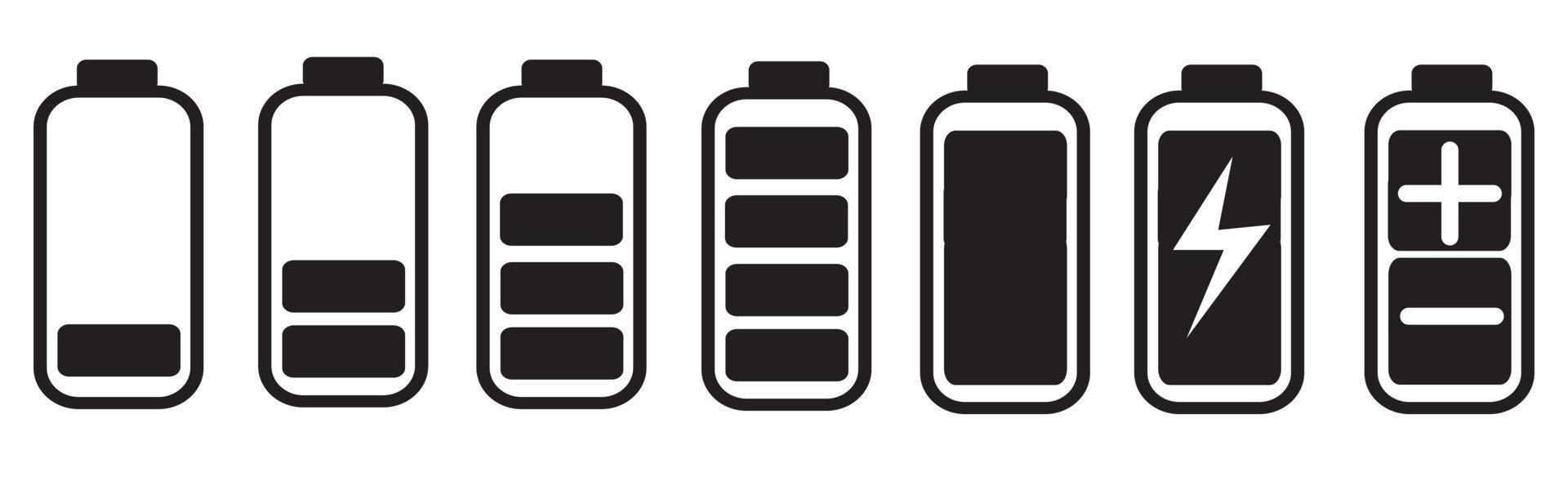 batterij pictogrammen collectie. smartphone batterij vector