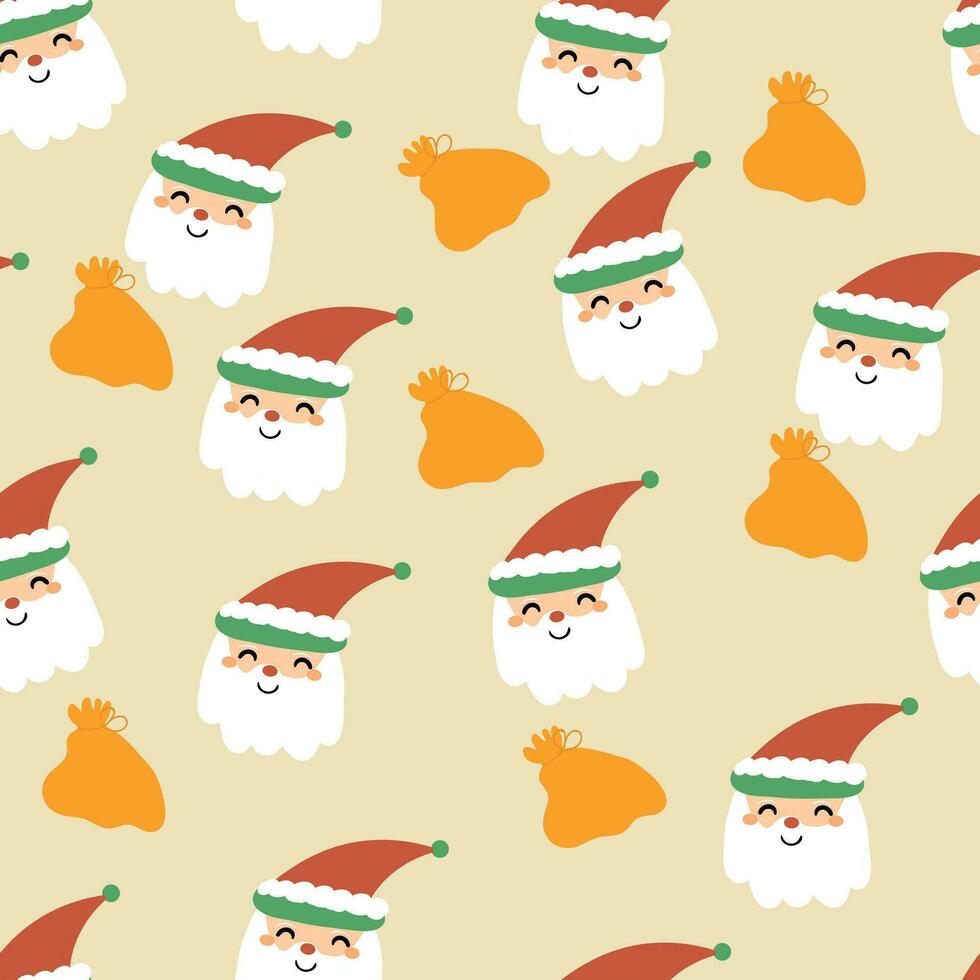 de kerstman claus tekenfilm naadloos patroon, met Kerstmis geschenken. schattig dier behang illustraties voor geschenk omhulsel papier vector