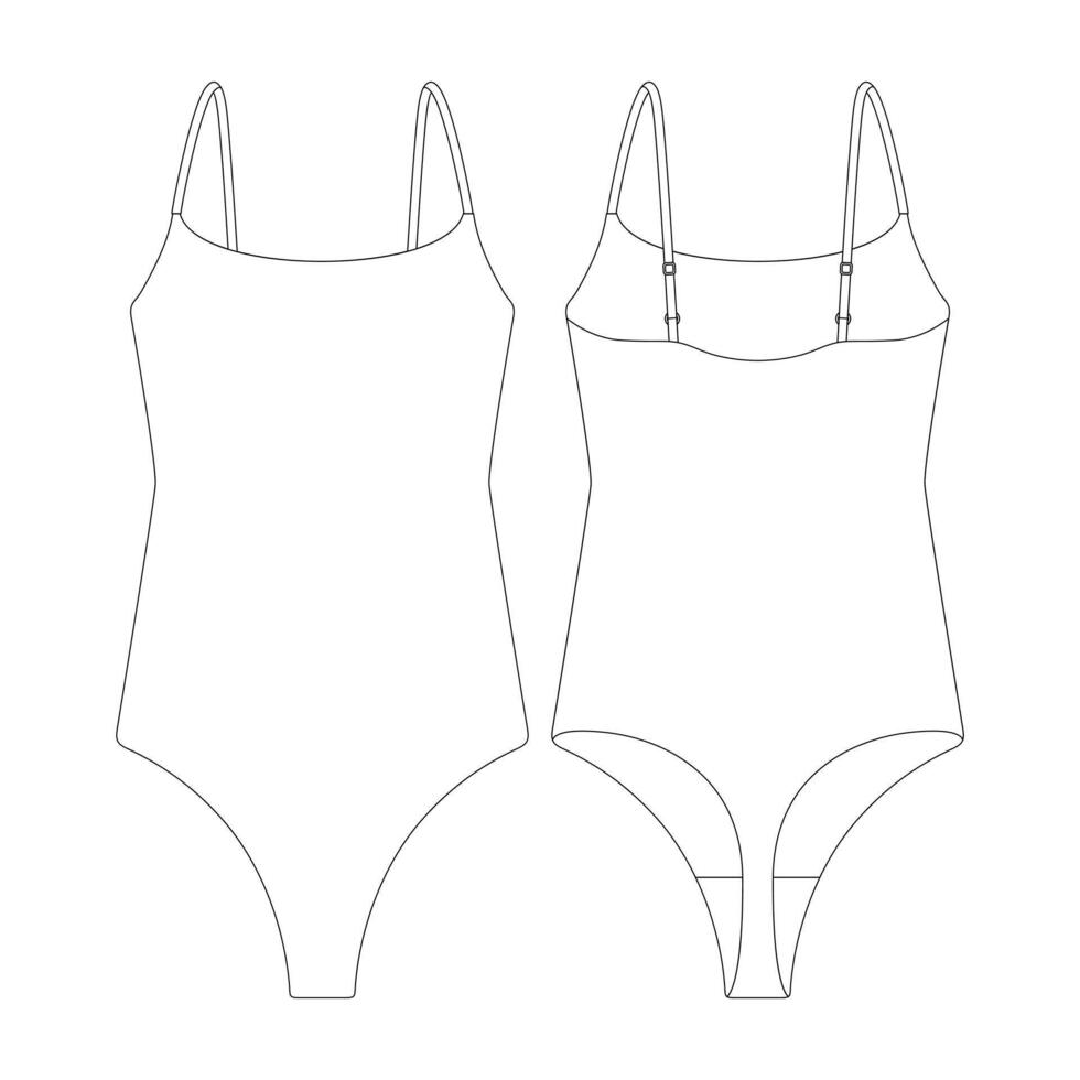 sjabloon lepel bodysuit vector illustratie vlak ontwerp schets kleding verzameling