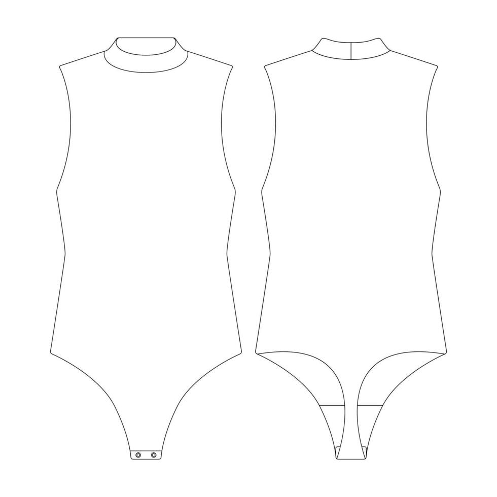 sjabloon bespotten nek bodysuit vector illustratie vlak ontwerp schets kleding verzameling