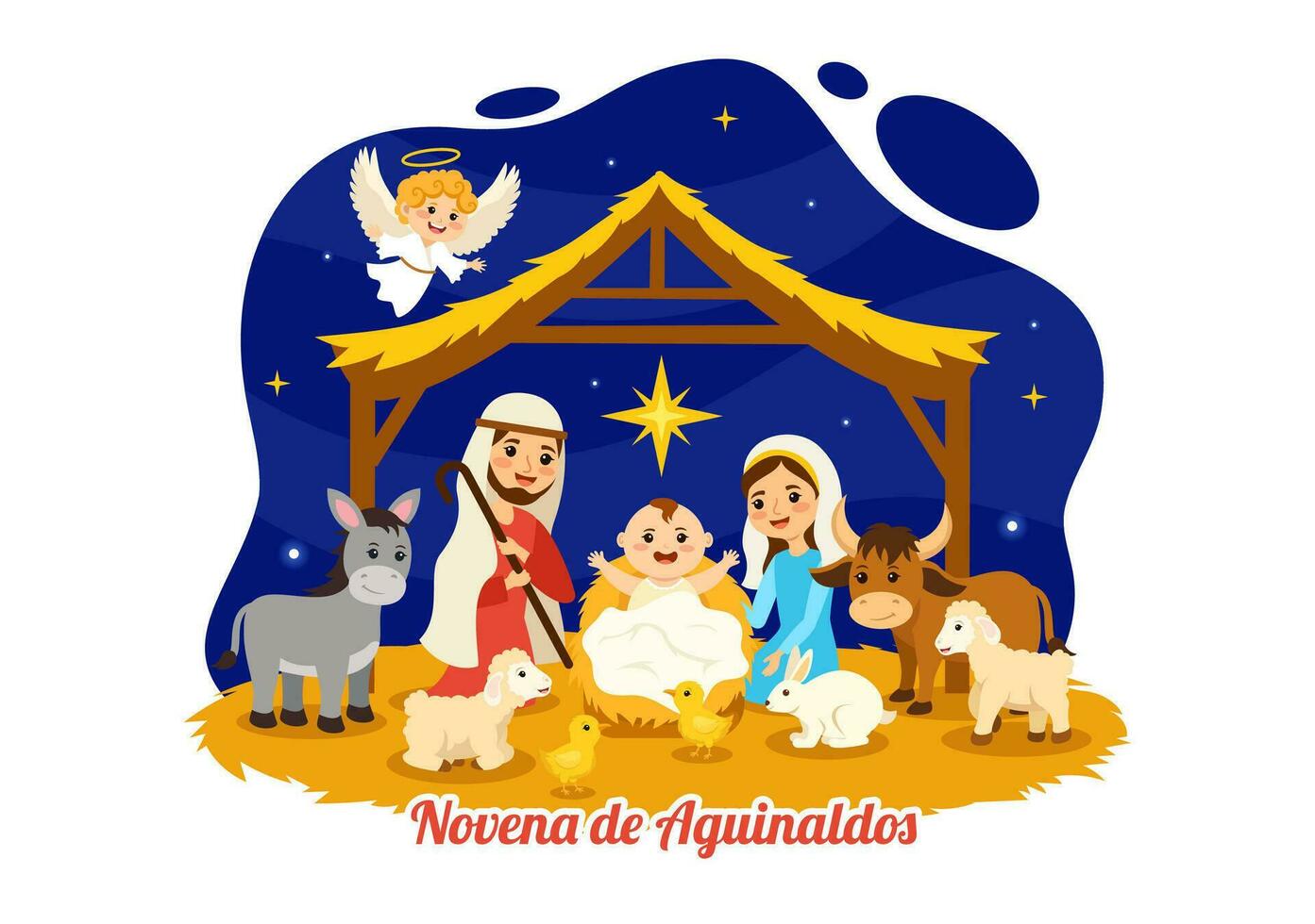 noveen de aguinaldos vector illustratie met vakantie traditie voor gezinnen naar krijgen samen Bij Kerstmis in vlak tekenfilm achtergrond ontwerp