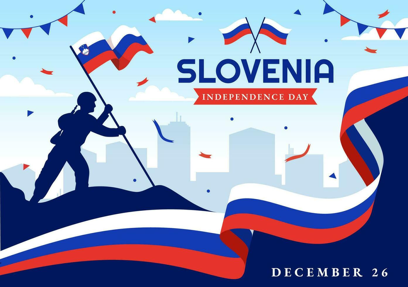 Slovenië onafhankelijkheid dag vector illustratie Aan 26 december met golvend vlag achtergrond ontwerp in nationaal eenheid vakantie viering vlak tekenfilm
