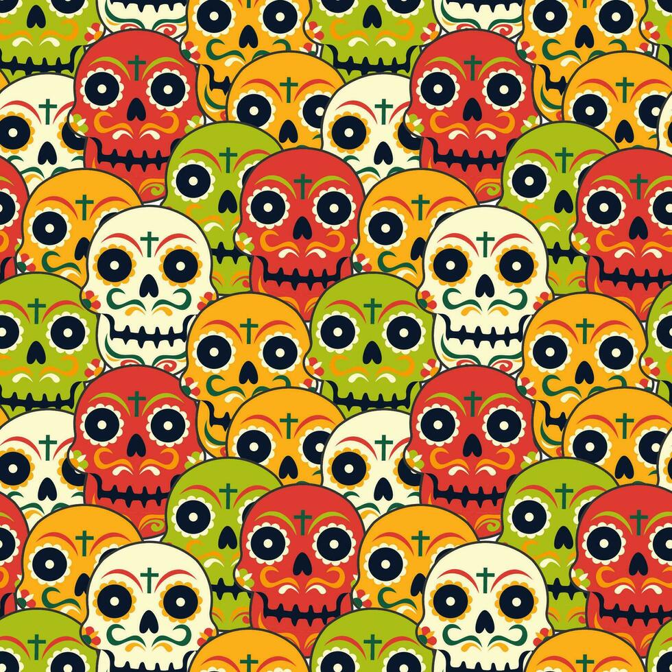 dia de Muertos naadloos patroon illustratie met dag van de dood en skelet element in Mexicaans ontwerp vector