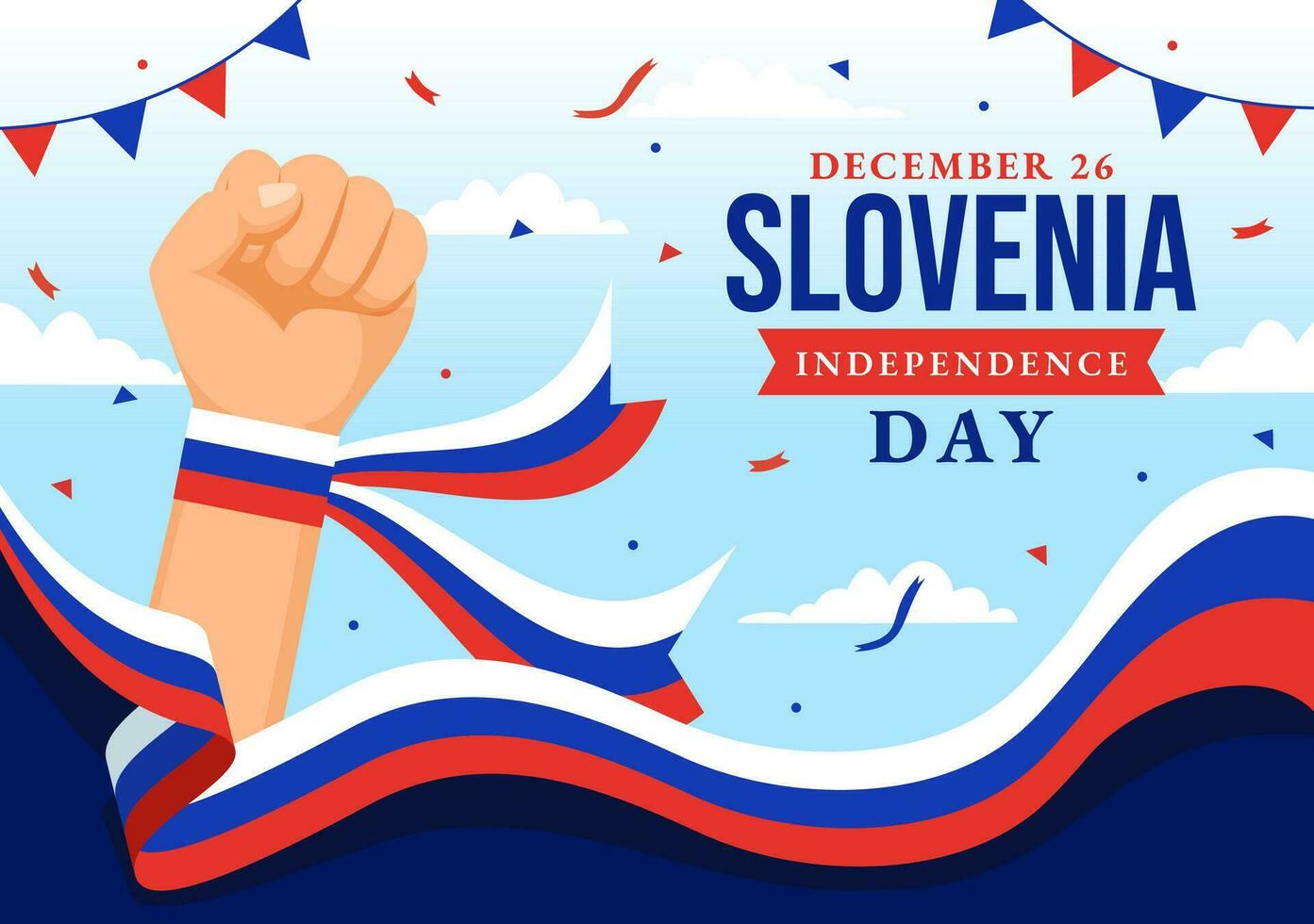 Slovenië onafhankelijkheid dag vector illustratie Aan 26 december met golvend vlag achtergrond ontwerp in nationaal eenheid vakantie viering vlak tekenfilm