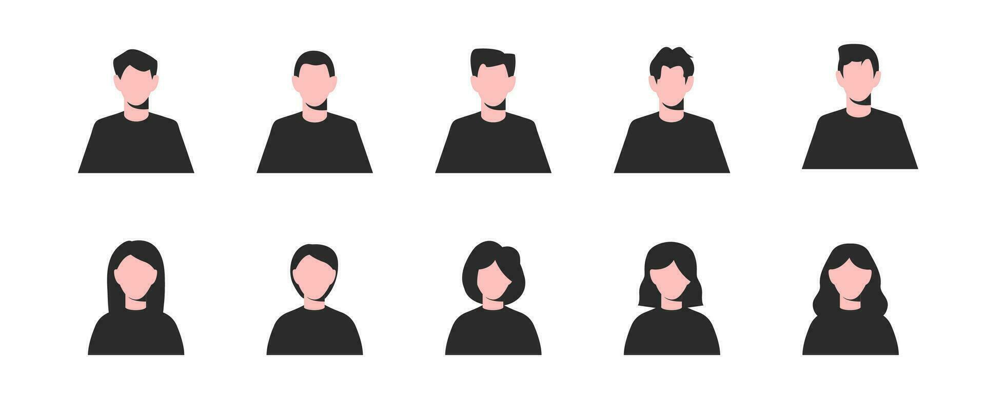 collage van portretten en gezichten van jong Mens en vrouw , mooi zo gebruik voor userpic en profiel afbeelding. verscheidenheid concept vector