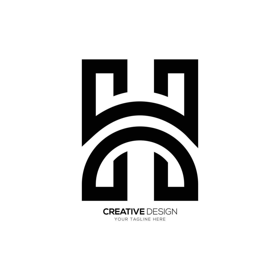 creatief brief h lijn kunst elegant uniek vorm modern monogram logo vector