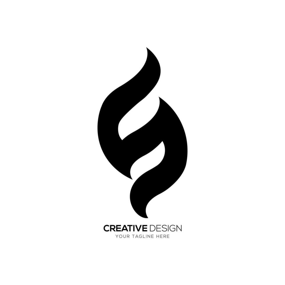 brief s met brand vorm modern uniek abstract vlak monogram zwart logo vector