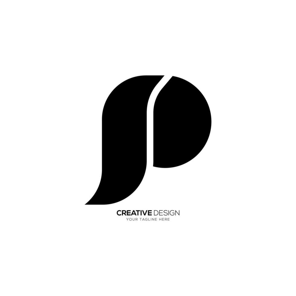 brief p met vlak vorm modern uniek typografie monogram logo vector