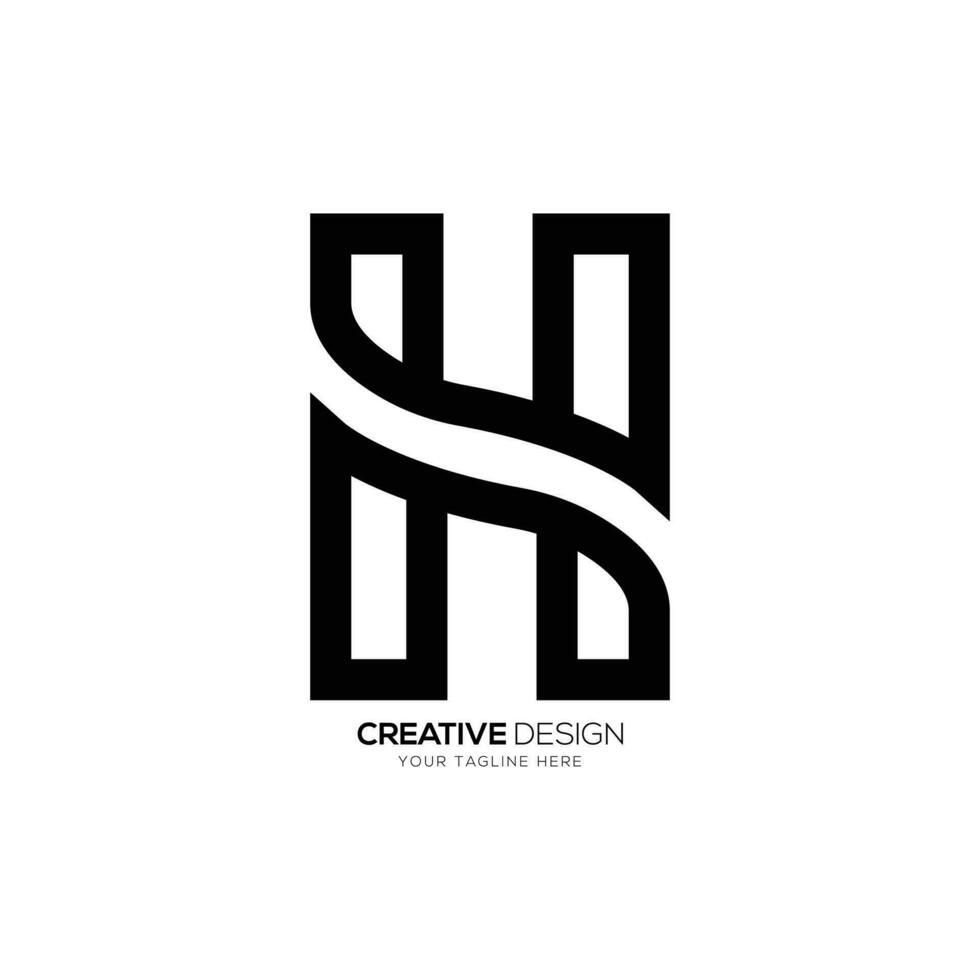 brief h lijn kunst creatief uniek nieuw minimaal monogram logo vector