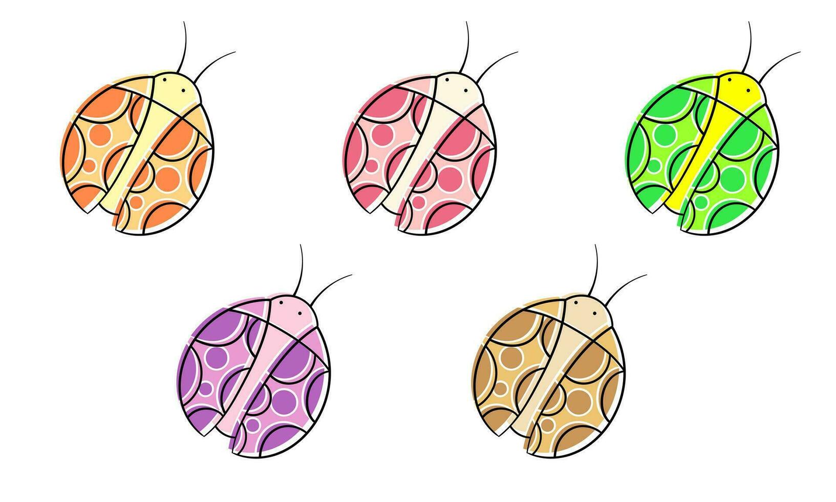 een verzameling van hand- getrokken illustraties van lieveheersbeestjes2 vector