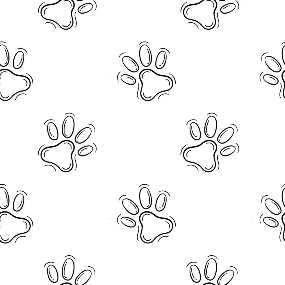 hand- getrokken naadloos patroon van hond voetafdrukken2 vector