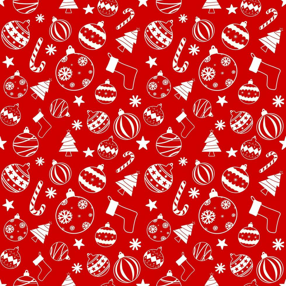 naadloos patroon van Kerstmis ornamenten in rood achtergrond vector