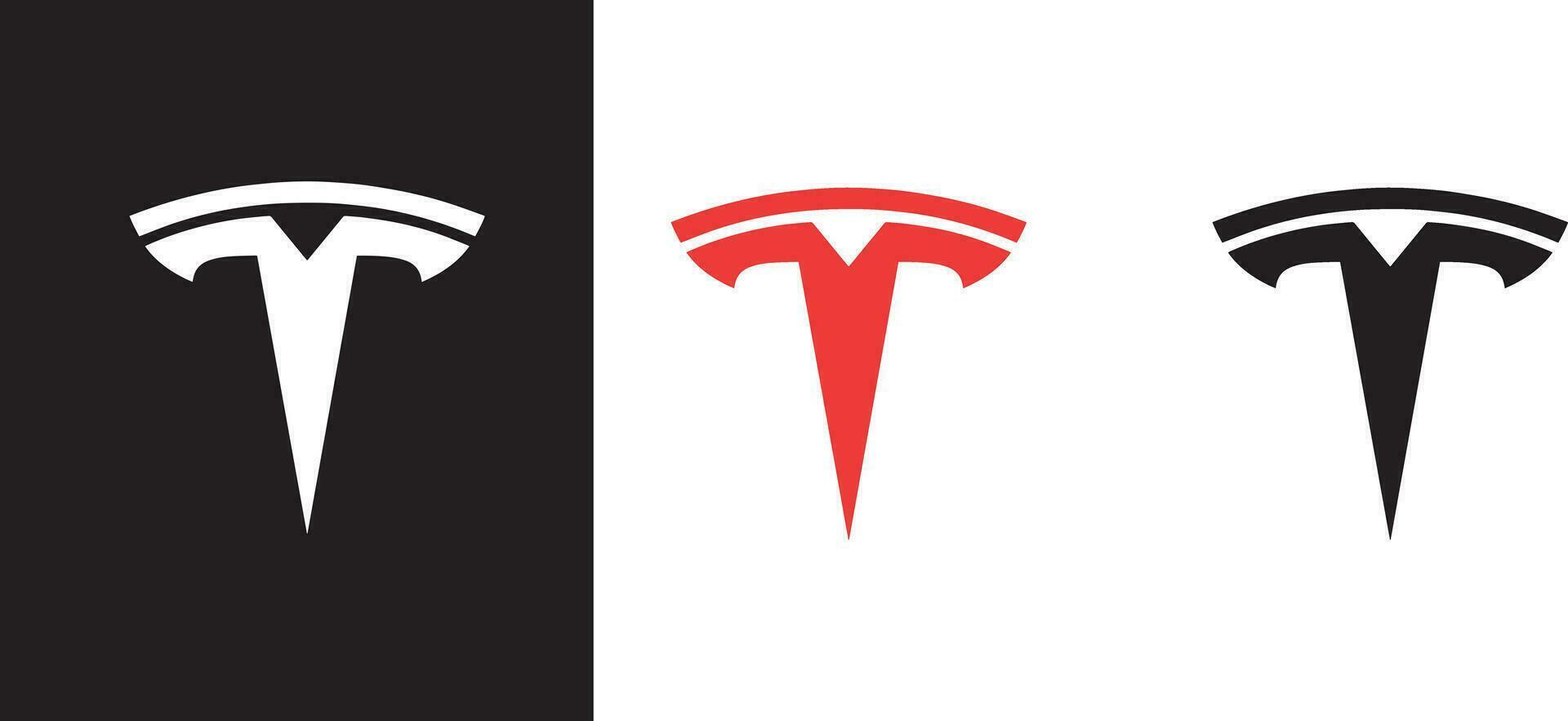 Tesla logo, auto's, wit, zwart en rood vector