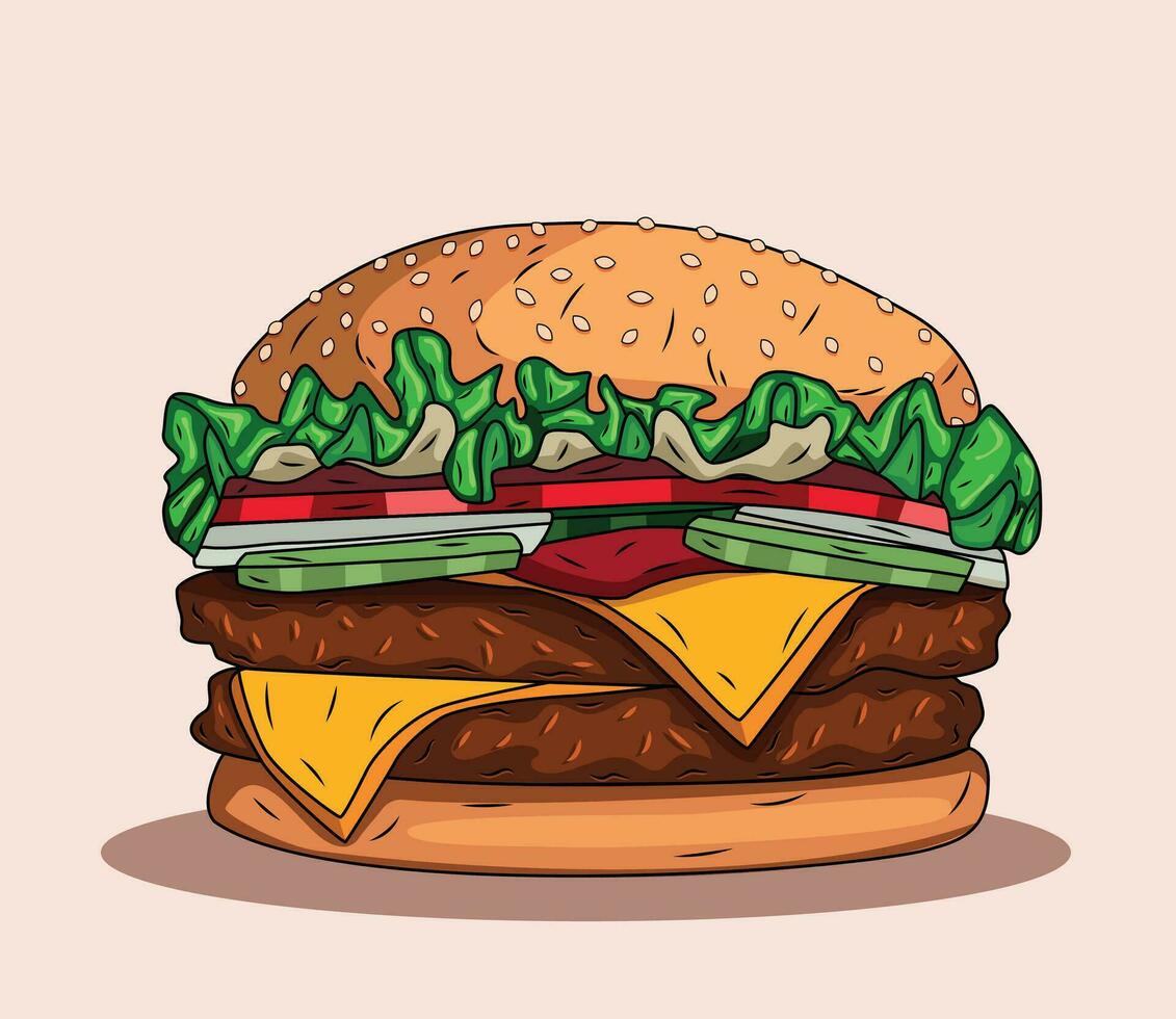 smakelijk hamburger met vlees . vector geïsoleerd voorwerp