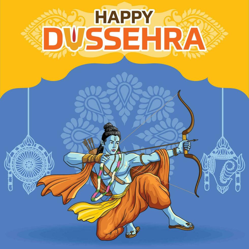 dussehra wensen met RAM het richten naar vernietigen slecht vector