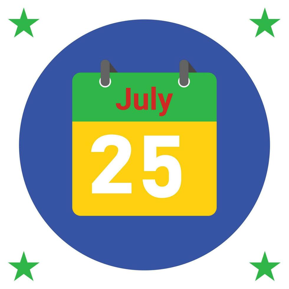 juli 25 dagelijks kalender icoon vector