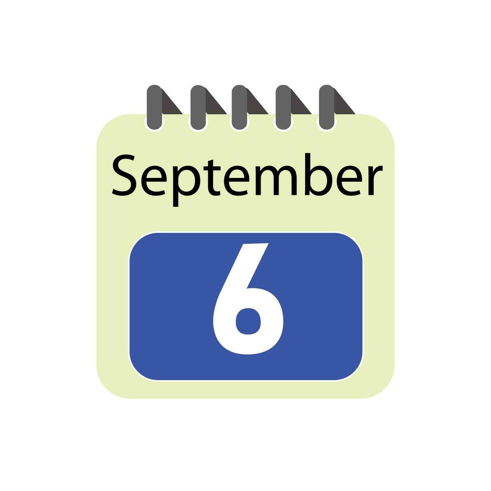 september 6 dagelijks kalender icoon vector