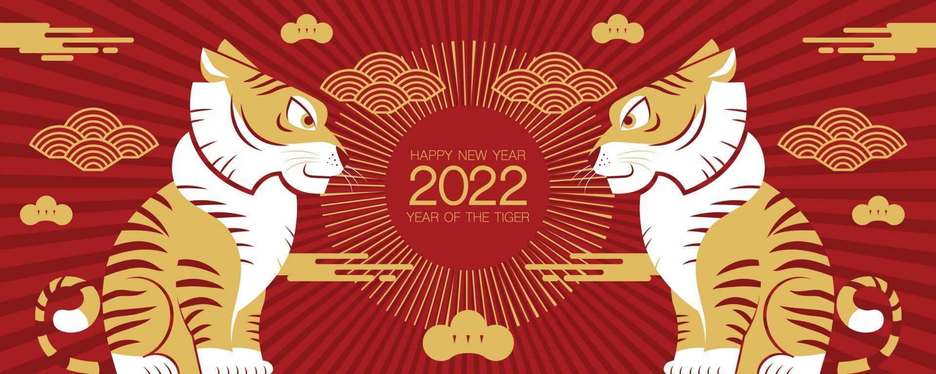 gelukkig nieuwjaar, chinees nieuwjaar, 2022, jaar van de tijger vector