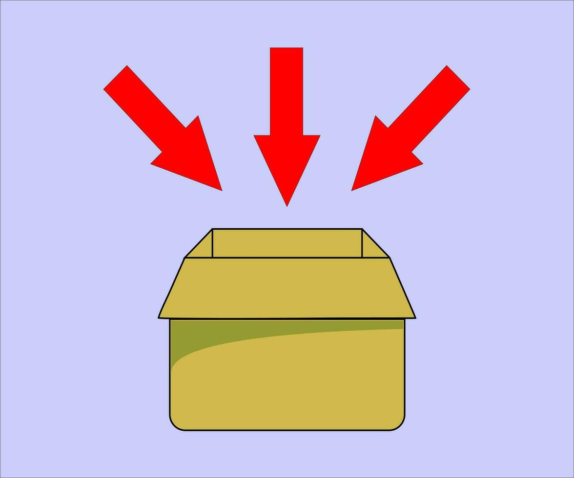 doos illustratie vector met drie pijlen richten naar binnen