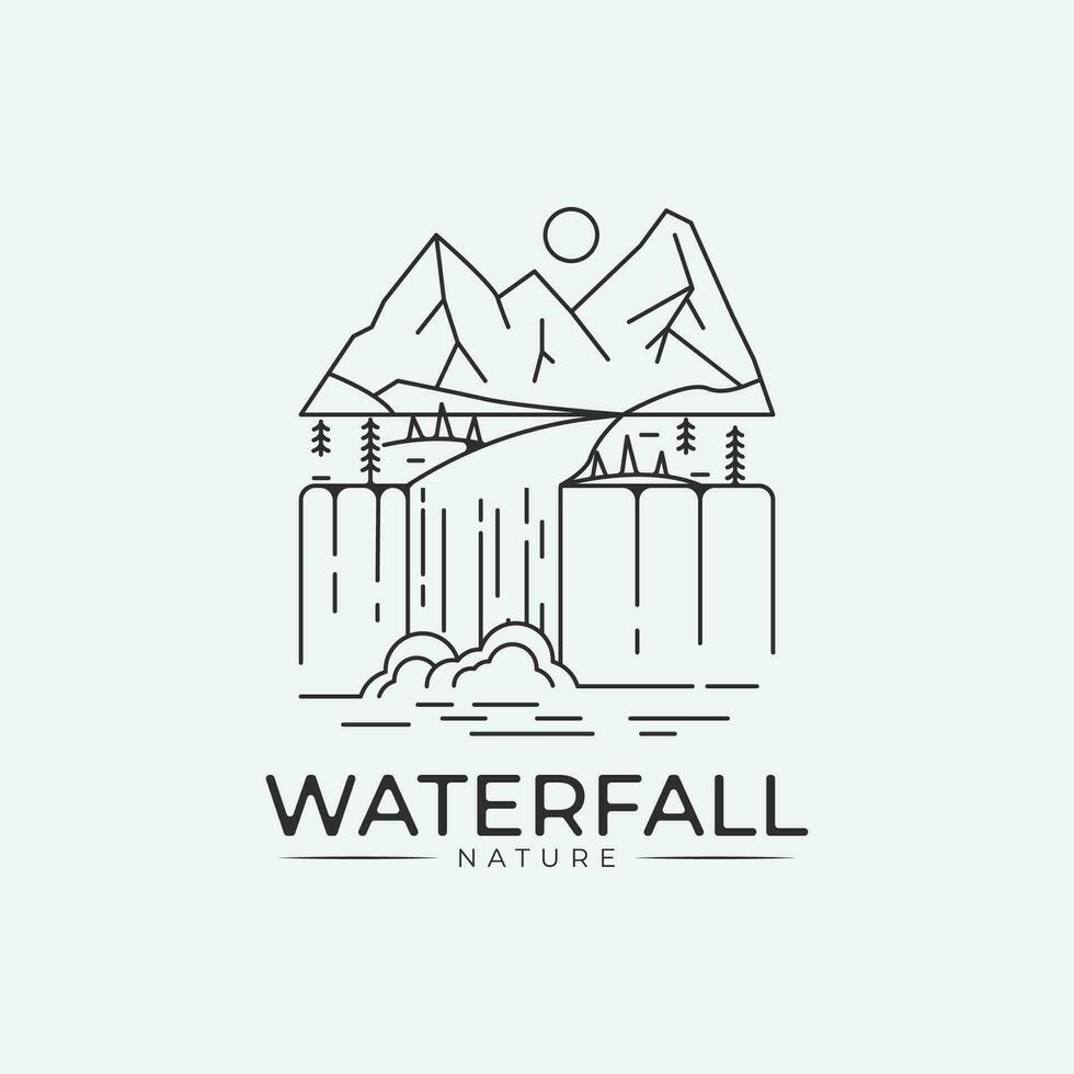 waterval logo lijn kunst gemakkelijk ontwerp, minimalistische avontuur logo afbeeldingen illustratie ontwerp. vector