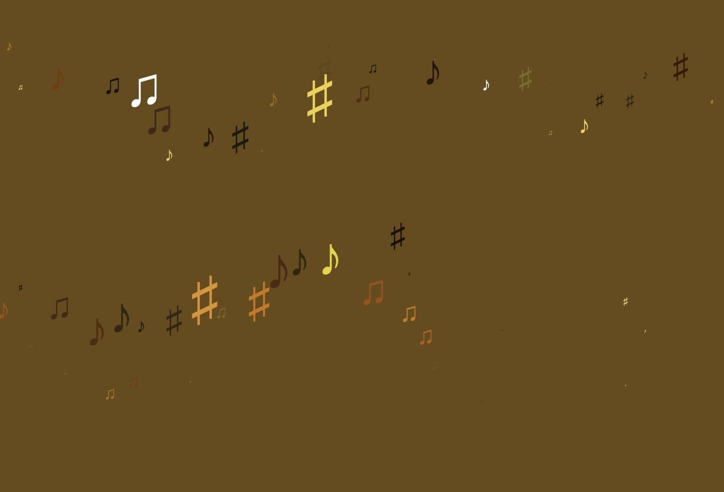 lichtgele, oranje vectorachtergrond met muzieksymbolen. vector