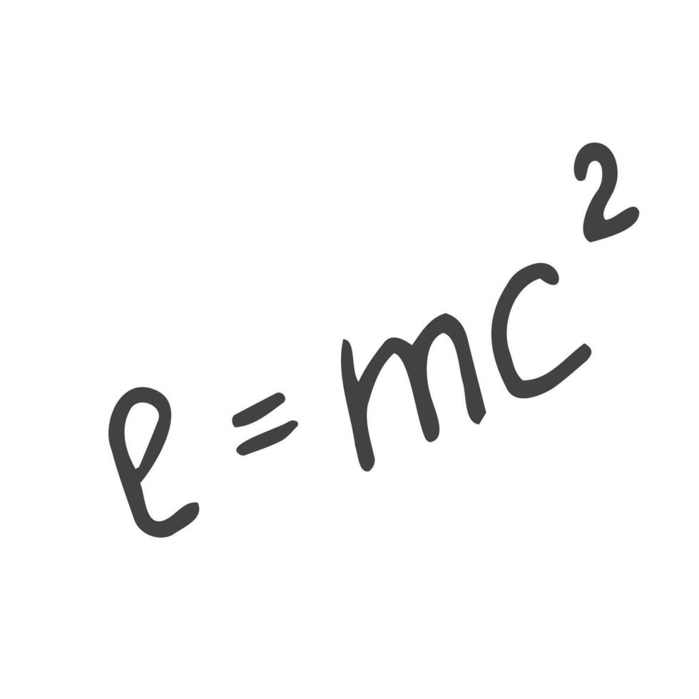 de beroemd formule van e mc2 challigrafie. formule uitdrukken de gelijkwaardigheid van massa en energie. vector