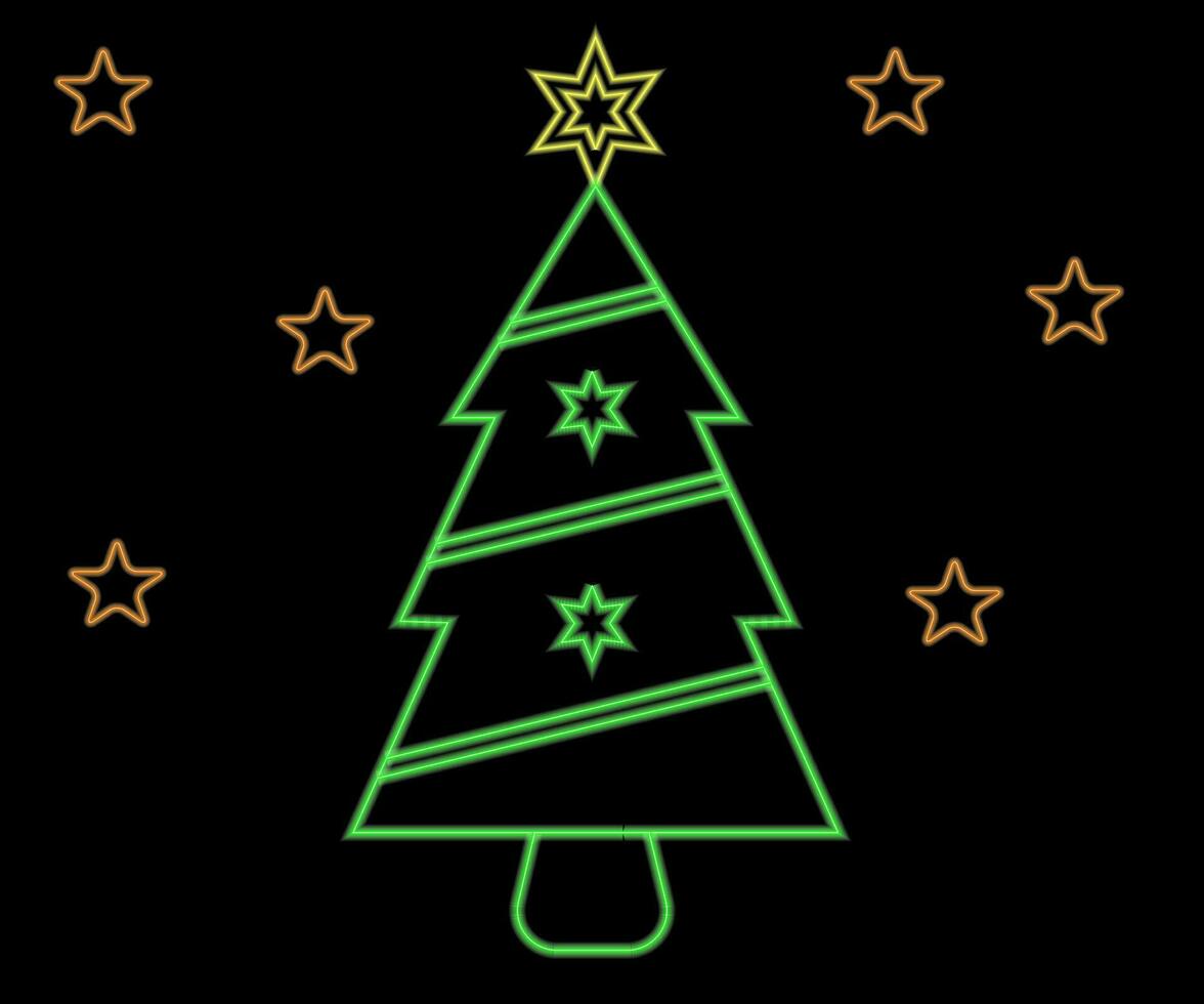 abstract gloeiend neon Kerstmis boom teken nietwaar met Aan en uit versies. vector illustratie