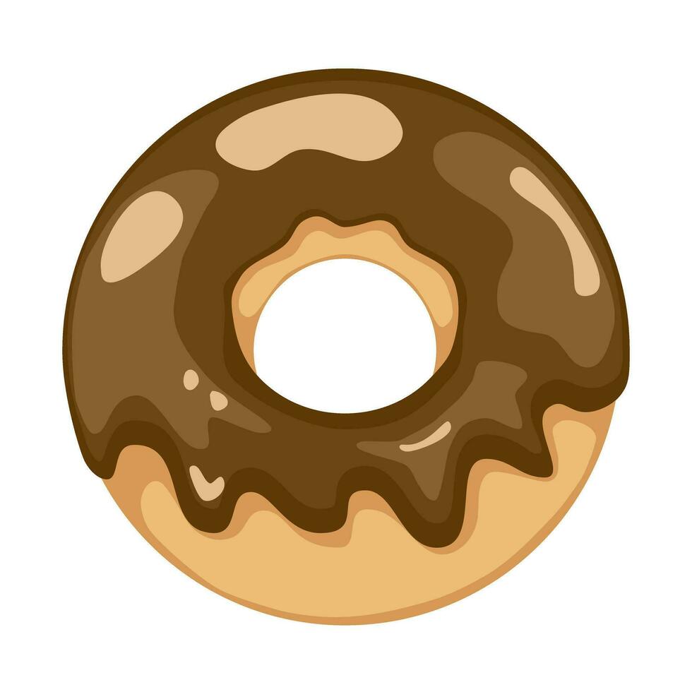 donut met chocola, donut icoon, toetje voedsel, zoet donut, logo, snel voedsel. vector illustratie tekenfilm schattig