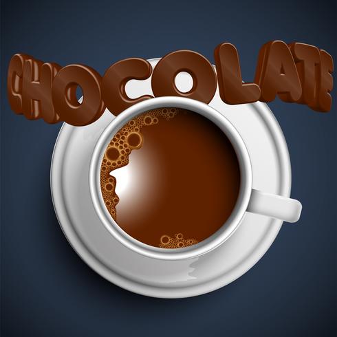 Een kopje realistische warme chocolademelk, vector
