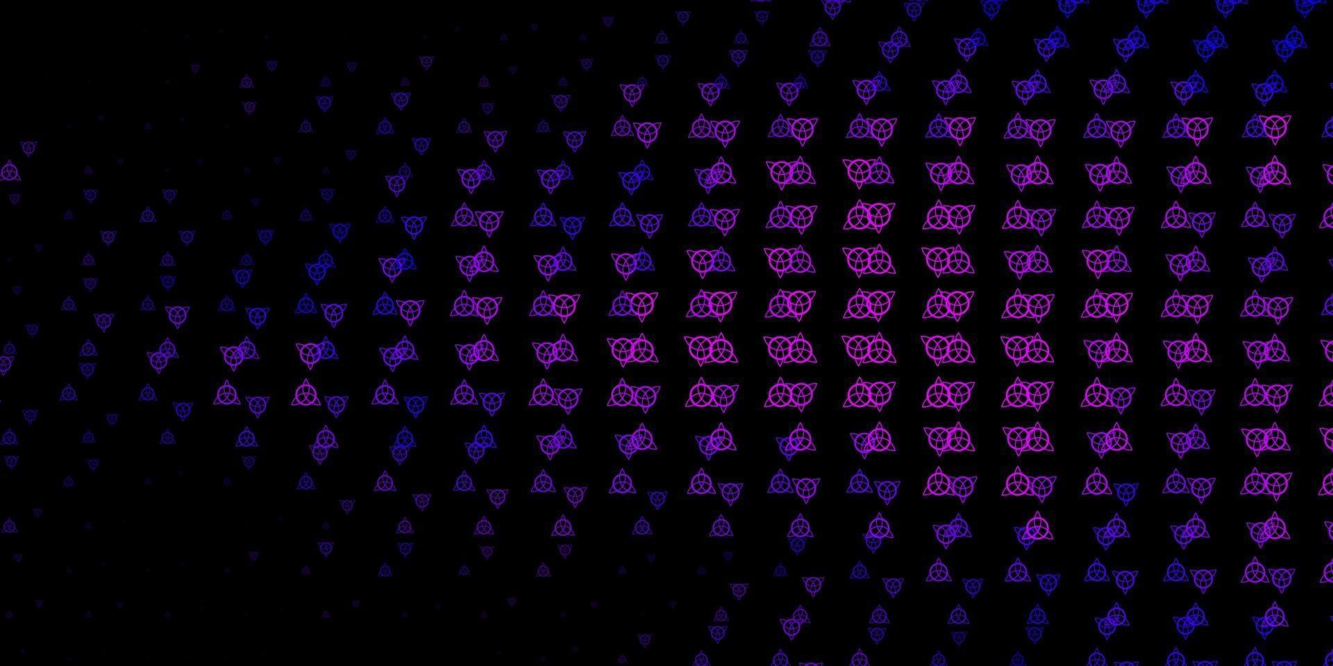 donkerpaarse, roze vectorachtergrond met occulte symbolen. vector