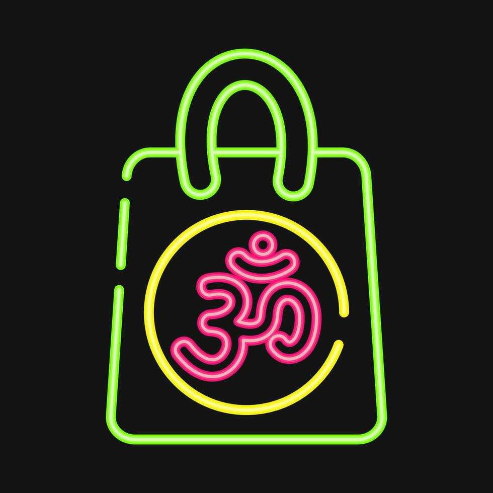 icoon geschenk tas. diwali viering elementen. pictogrammen in neon stijl. mooi zo voor afdrukken, affiches, logo, decoratie, infografieken, enz. vector