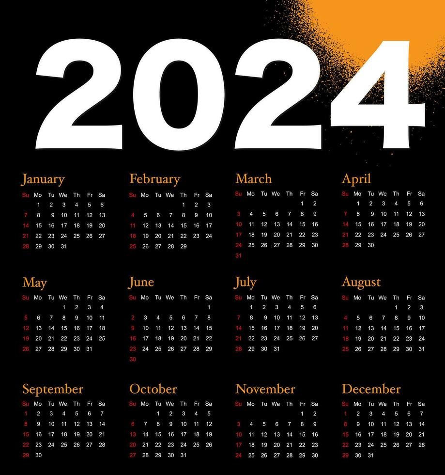 klassiek maandelijks kalender voor 2024. kalender in de stijl van minimalistische plein vorm geven aan. weken begint Aan maandag vector