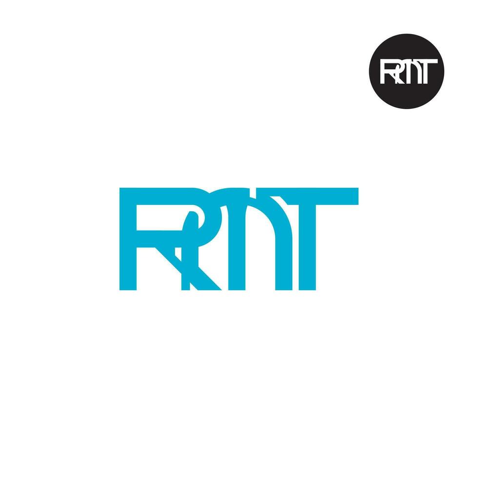 brief rmt monogram logo ontwerp vector