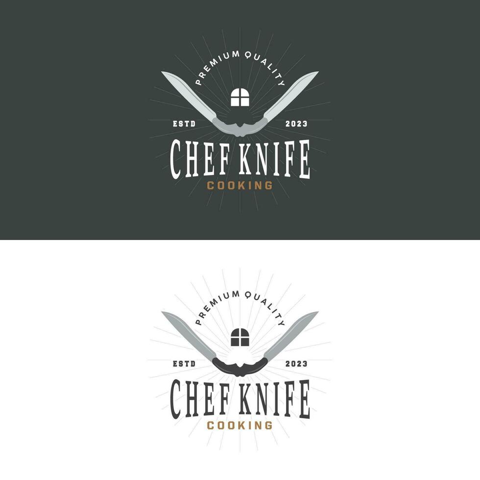 keuken mes logo, chef mes logo vector ontwerp illustratie sjabloon