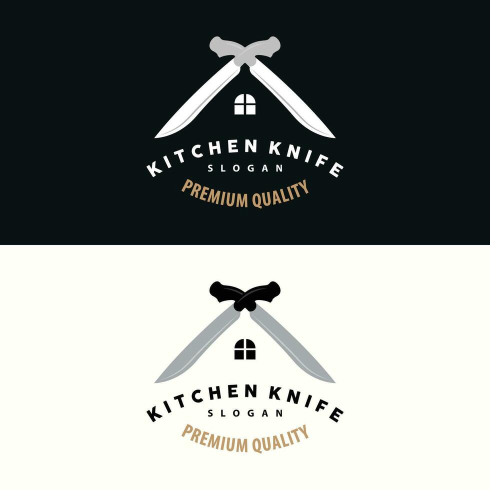 keuken mes logo, chef mes logo vector ontwerp illustratie sjabloon